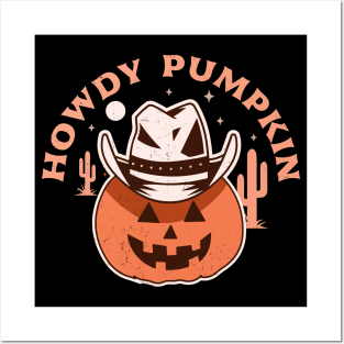 Howdy Pumpkin Cowboy Rodeo Western Country Fall Halloween Posters and Art